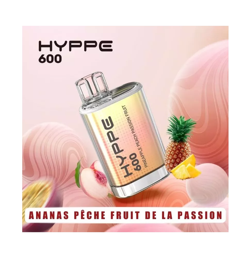 Puff Jetable Saveur Ananas Pêche Fruit de la Passion - Hyppe 600