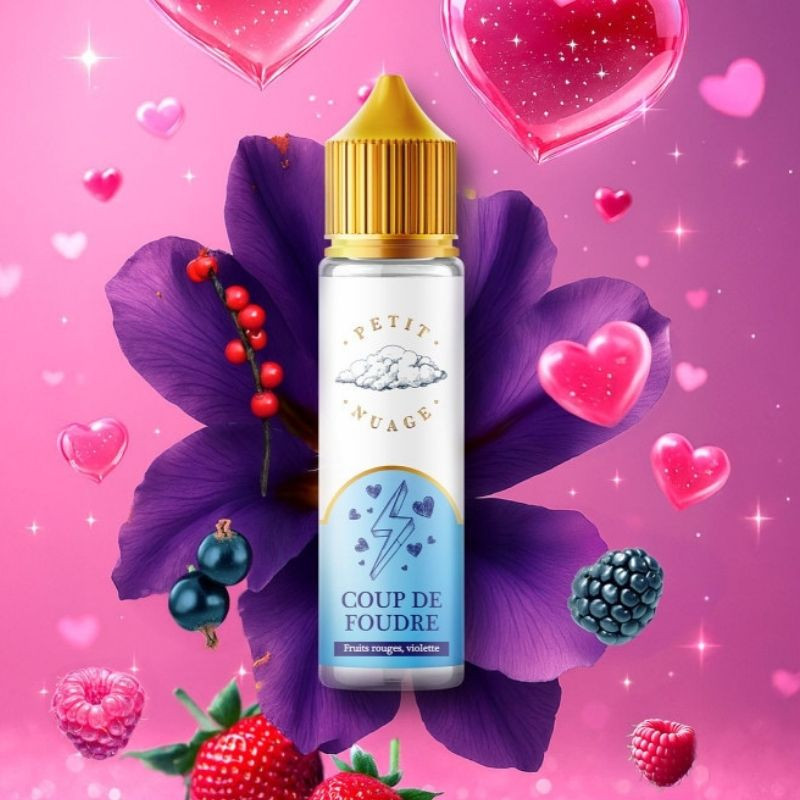 E-liquide Coup de Foudre 50ml – Petit Nuage | Fruits rouges & Violette