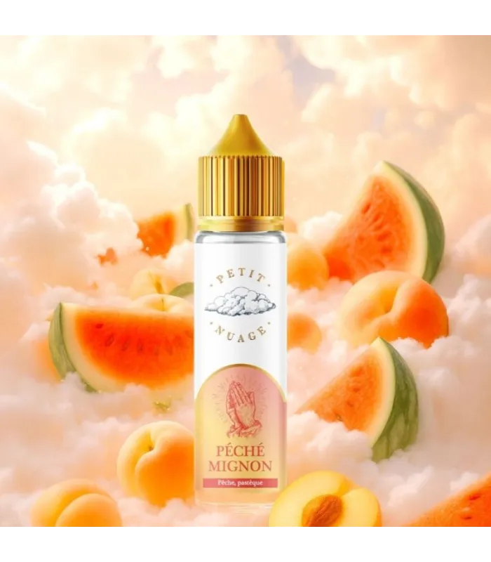 E-liquide Péché Mignon 50ml – Petit Nuage | Pêche, Pastèque, Limonade