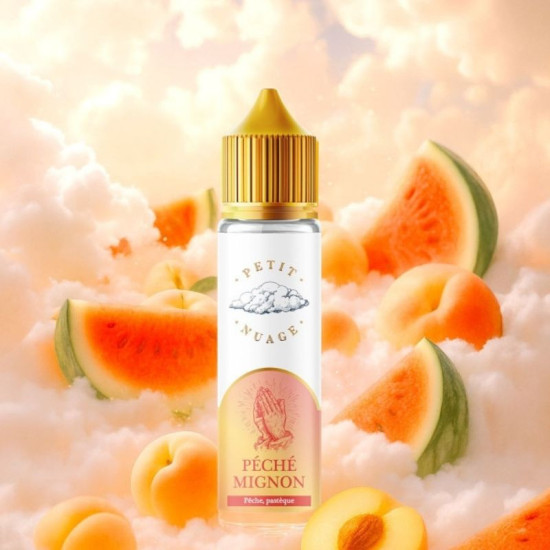 E-liquide Péché Mignon 50ml – Petit Nuage | Pêche, Pastèque, Limonade