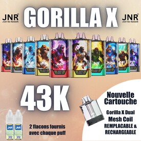 🔥 JNR Gorilla X 43K 🔥

Jusqu’à 43000 puffs, une autonomie XXL et des saveurs intenses du premier au dernier tirage 💨
La puff longue durée nouvelle génération est enfin là 🚀

👉 Puissante
👉 Endurante
👉 Simple & efficace

Disponible maintenant sur vapest.fr 😎

#JNR #GorillaX43K #Puff43K #VapeLongueDurée #VapeShop #Vapest #PuffX