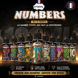 💯 LA GAMME NUMBERS 100ML EST LÀ.

Des saveurs maîtrisées, efficaces, sans prise de tête.
➡️ Du goût
➡️ Du volume
➡️ Du plaisir qui dure

🔥 NUMBERS by E.TASTY
👉 Format 100ML ultra rentable
👉 Recettes fruitées, fraîches & gourmandes
👉 Parfait en all-day

💨 Que tu sois débutant ou confirmé tu trouveras ton numéro.

🎯 Toute la gamme disponible chez VAPEST

#vapest  #etasty #numbers