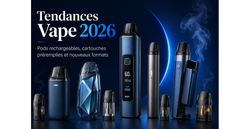 Tendance vape 2026 : pods, cartouches et puffs rechargeables